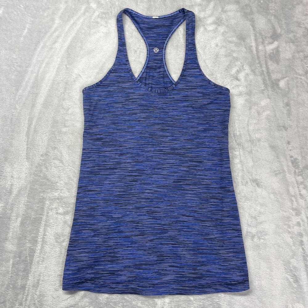 Lululemon Cool Racerback Tank‎ Top Womens S Blue Space Dye Athletic Fit Pullover
